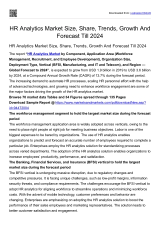 HR Analytics Market Size, Share, Trends, Growth And Forecast Till 2024