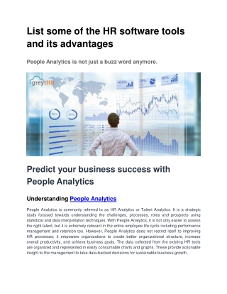List some of the HR software tools and its advantages