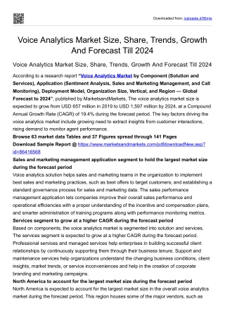Voice Analytics Market Size, Share, Trends, Growth And Forecast Till 2024