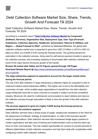 Debt Collection Software Market Size, Share, Trends, Growth And Forecast 2026