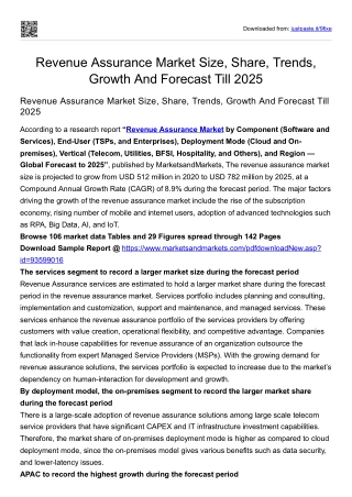 Revenue Assurance Market Size, Share, Trends, Growth And Forecast Till 2025