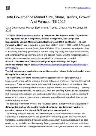 Data Governance Market Size, Share, Trends, Growth And Forecast Till 2025