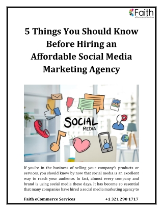 5 Things You Should Know Before Hiring an Affordable Social Media Marketing Agency