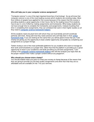 Who will help you in your computer science assignment