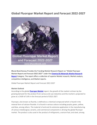 Global Fluorspar Market Report and Forecast 2022-2027