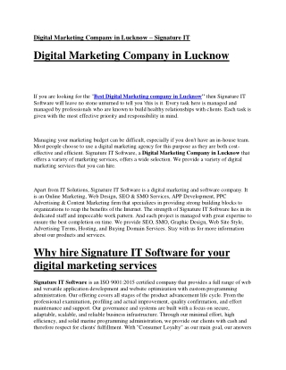 Digital Marketing Company in Lucknow - Signature IT Software