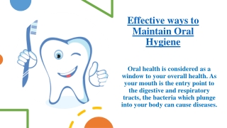 Effective ways to Maintain Oral Hygiene