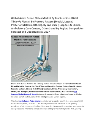 Global Ankle Fusion Plates Market Forecast and Opportunities, 2027