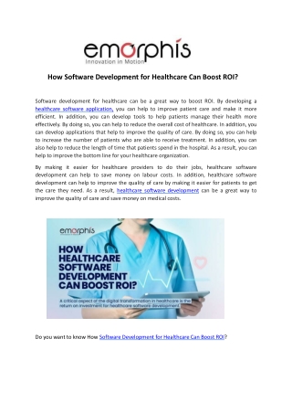 How Software Development for Healthcare Can Boost ROI?