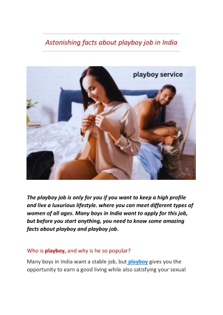 Astonishing facts about playboy job in India