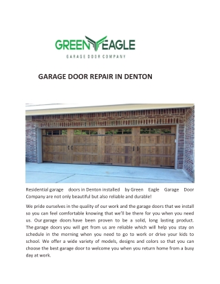 Garage Door Repair and Installation Services in Denton