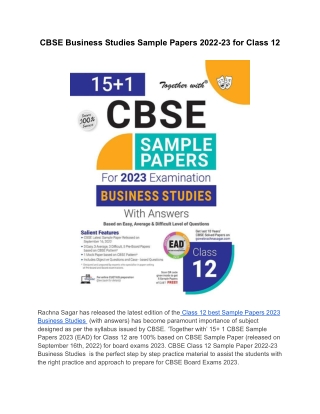 CBSE Business Studies Sample Papers 2022-23 for Class 12