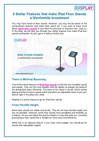 5 Stellar Features that make iPad Floor Stands a Worthwhile Investment