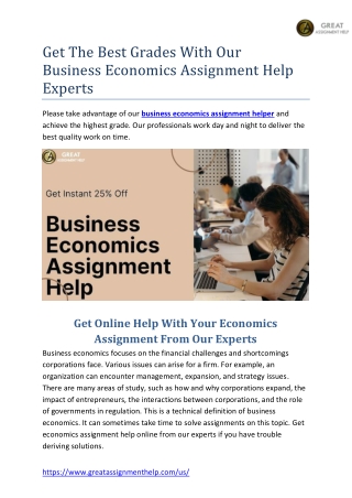 Get The Best Grades With Our Business Economics Assignment Help Experts