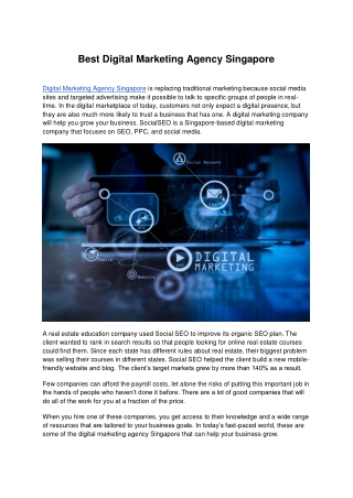 Best Digital Marketing Agency Singapore