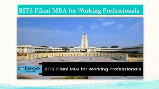BITS Pilani MBA for Working Professionals