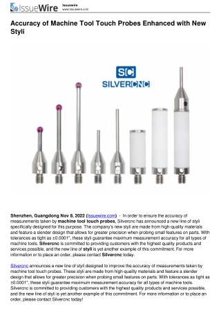 Accuracy of Machine Tool Touch Probes Enhanced with New Styli