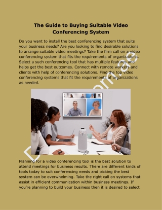 The Guide to Buying Suitable Video Conferencing System