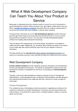 What A Web Development Company Can Teach You About Your Product or Service