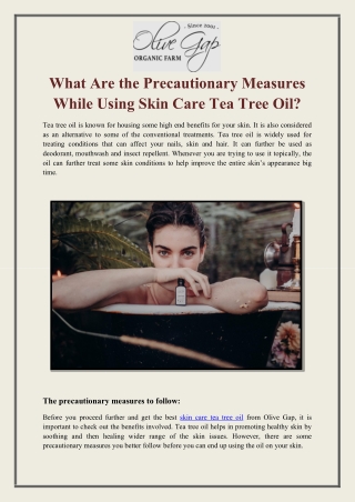 What Are The Precautionary Measures While Using Skin Care Tea Tree Oil