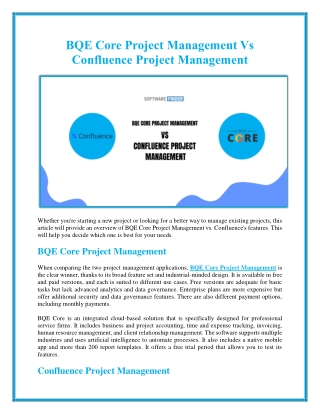 BQE Core Project Management vs Confluence Project Management