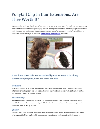 Ponytail Clip In Hair Extensions: Are  They Worth It?