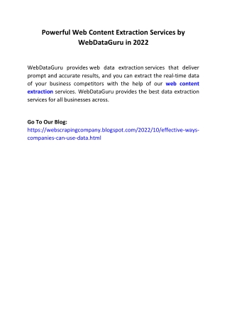 Powerful Web Content Extraction Services by WebDataGuru in 2022