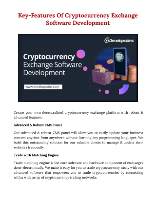 Key-Features Of Cryptocurrency Exchange Software Development
