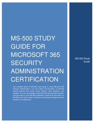 MS-500 Study Guide for Microsoft 365 Security Administration Certification