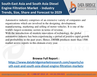 South-East Asia and South Asia Diesel Engine Filtration Market Leader, Market De
