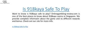 Is 918kaya Safe To Play  Onlinegambling-review.com