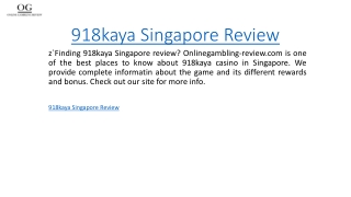 918kaya Singapore Review  Onlinegambling-review.com