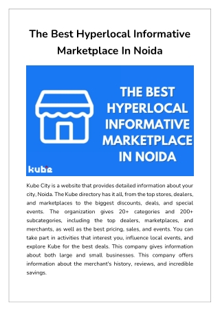 The Best Hyperlocal Informative Marketplace In Noida