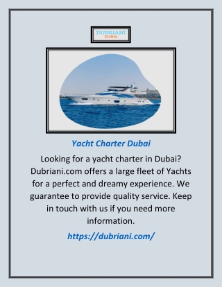 Yacht Charter Dubai | Dubriani.com