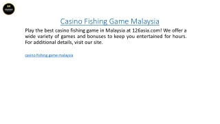 Casino Fishing Game Malaysia  126asia.com