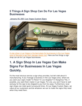 5 Things A Sign Shop Can Do For Las Vegas Businesses