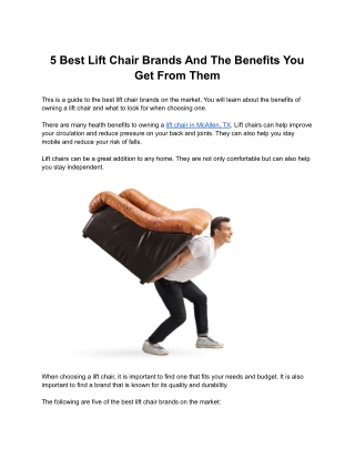 5 Best Lift Chair Brands And The Benefits You Get From Them