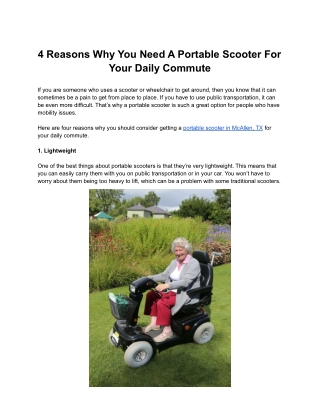 4 Reasons Why You Need A Portable Scooter For Your Daily Commute