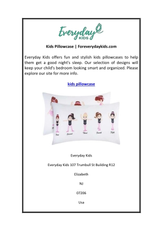 Kids Pillowcase  Foreverydaykids.com