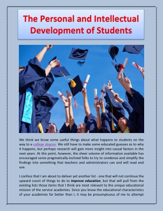 The Personal and Intellectual Development of Students