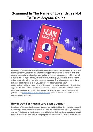 How to Avoid or Prevent Love Scams Online?