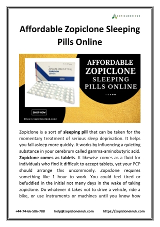 Affordable Zopiclone Sleeping Pills Online