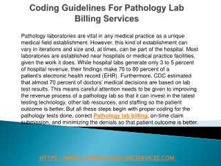 Coding Guidelines For Pathology Lab Billing Services