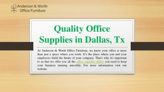 Quality Office Supplies in Dallas, Tx | Anderson & Worth Office Furniture