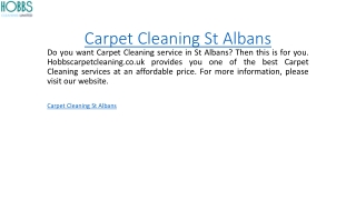 Carpet Cleaning St Albans  Hobbscarpetcleaning.co.uk