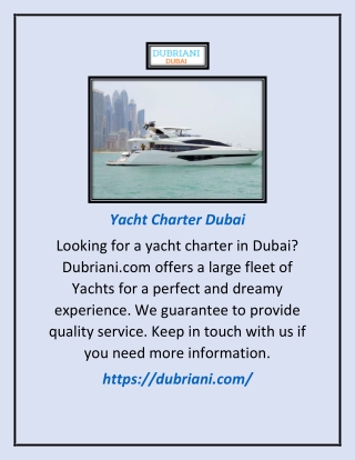 Yacht Charter Dubai | Dubriani.com