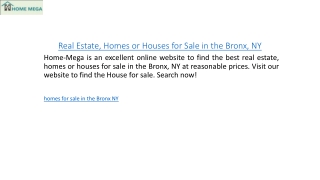 Real Estate, Homes or Houses for Sale in the Bronx, NY