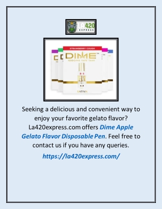 Dime Apple Gelato Flavor Disposable Pen | La420express.com