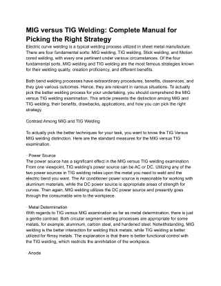 MIG versus TIG Welding_ Complete Manual for Picking the Right Strategy