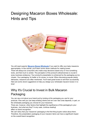 Designing Macaron Boxes Wholesale: Hints and Tips